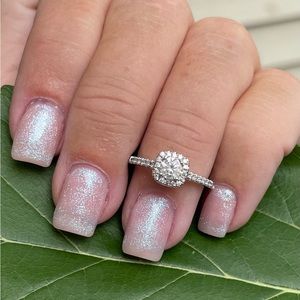 10K Diamond Engagement Ring Halo 0.50ctw sz 7 GORGEOUS